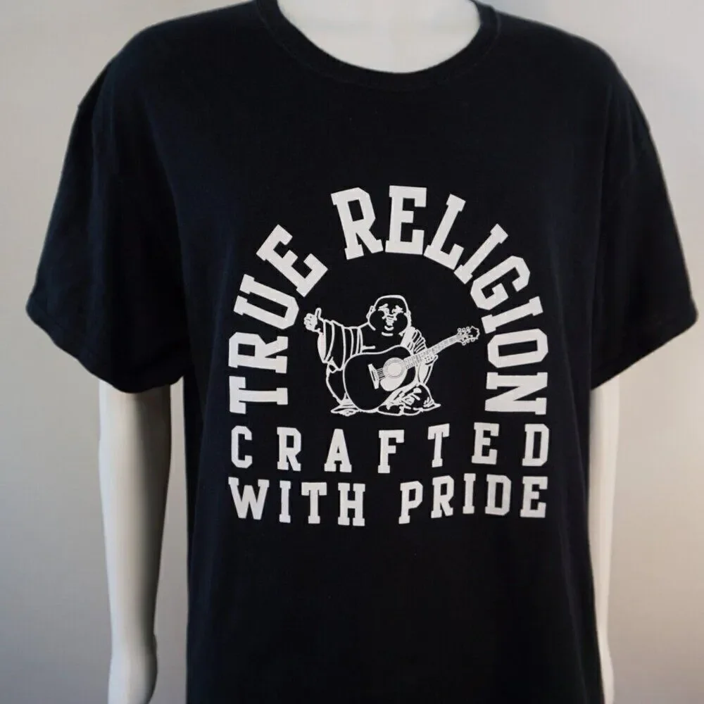 True Religion Crafted With Pride Mens T-shirt XL TR Arch Black Crewneck Cotton